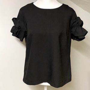 BANANA REPUBLIC Black Ruffle Sleeve Blouse
